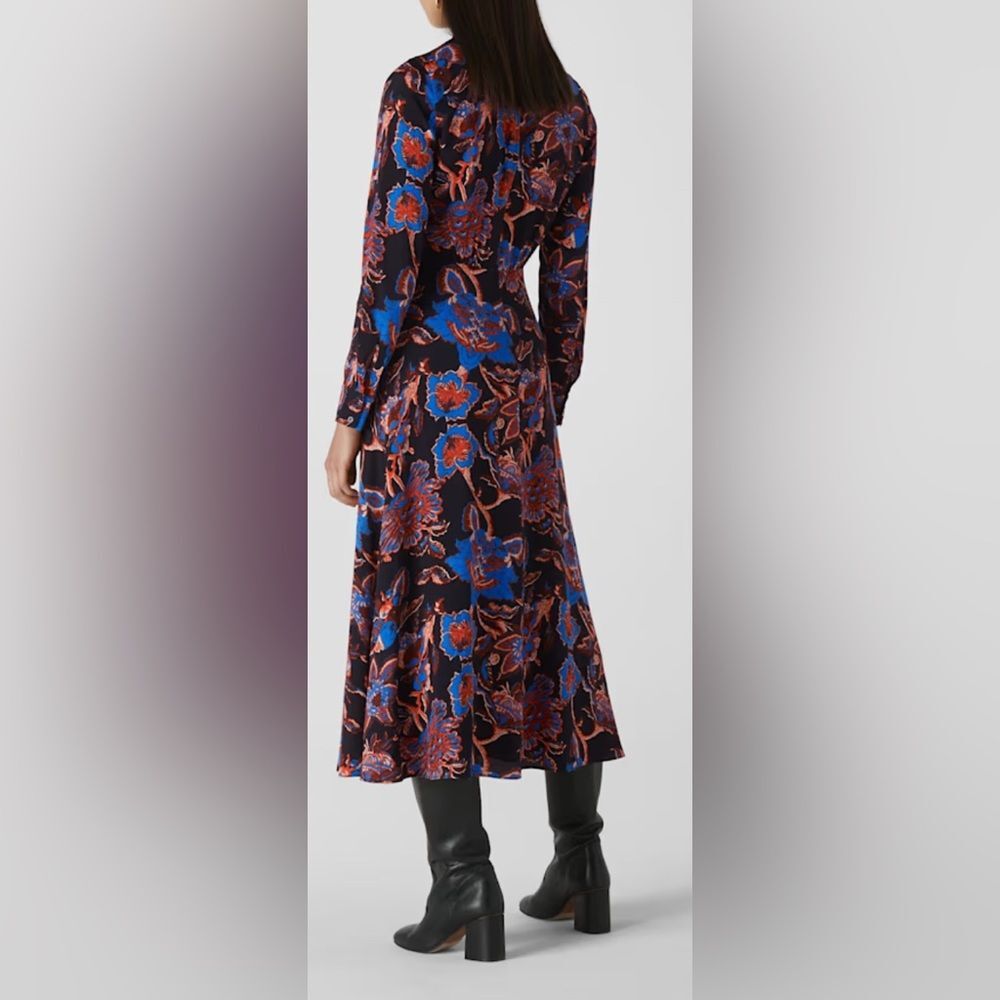 Whistles Black Ruby trailing bloom midi dress size 6 - Picture 3 of 11